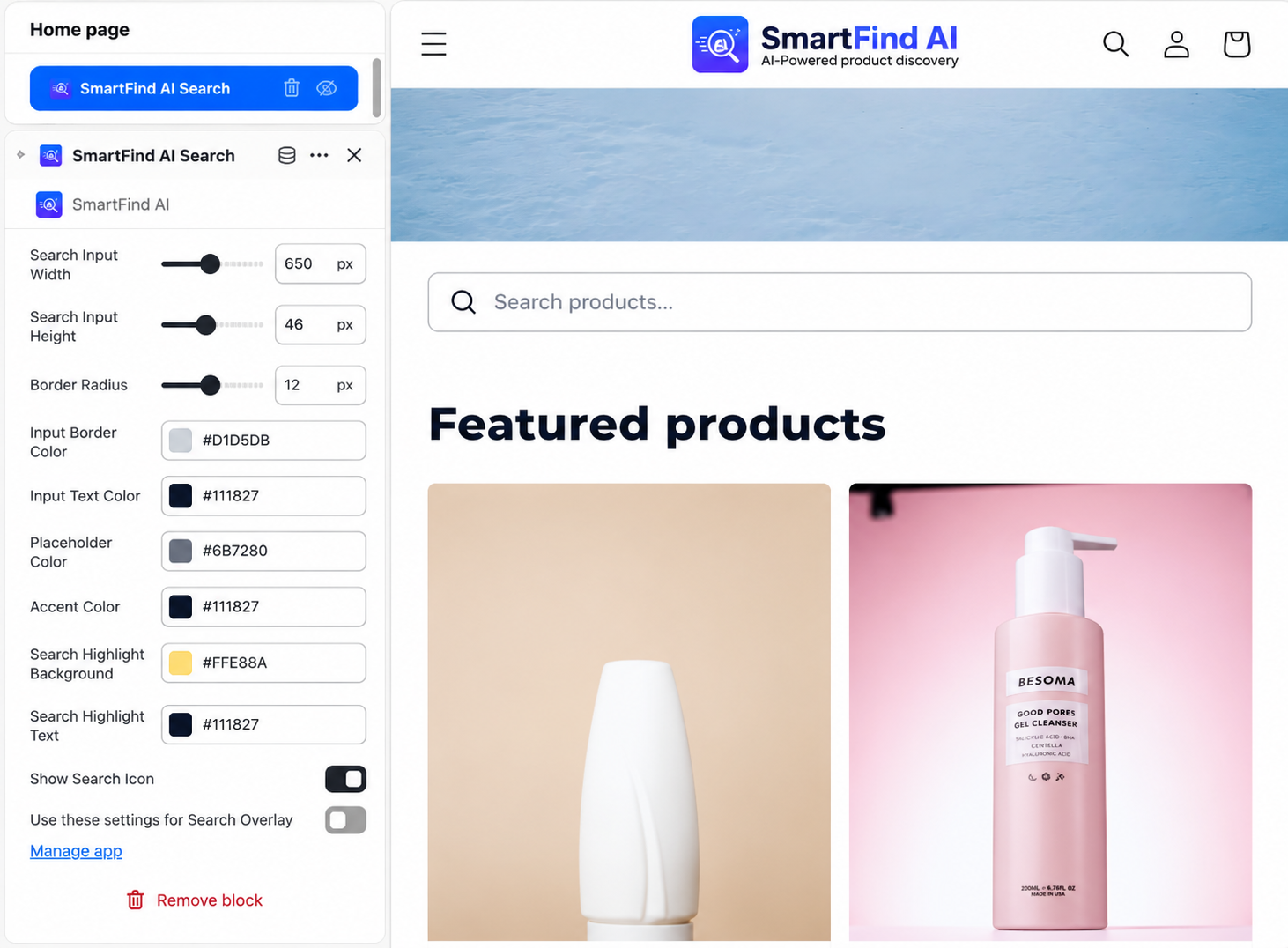 SmartFind AI Search Block